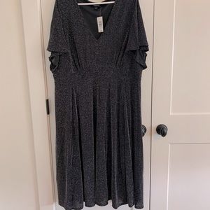 NWT Sparkly silver & black fit n flare dress